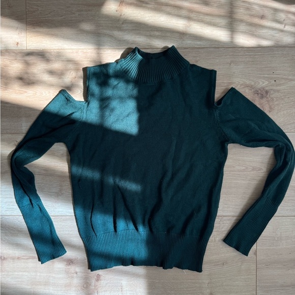 Love By Chesley Sweaters - Green Cold Shoulder Sweater
